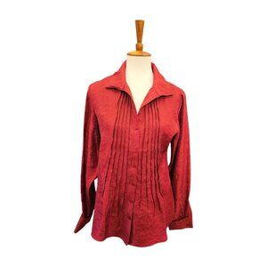 NWT Coldwater Creek button up, pleated front size 8 long sleeve top with collar